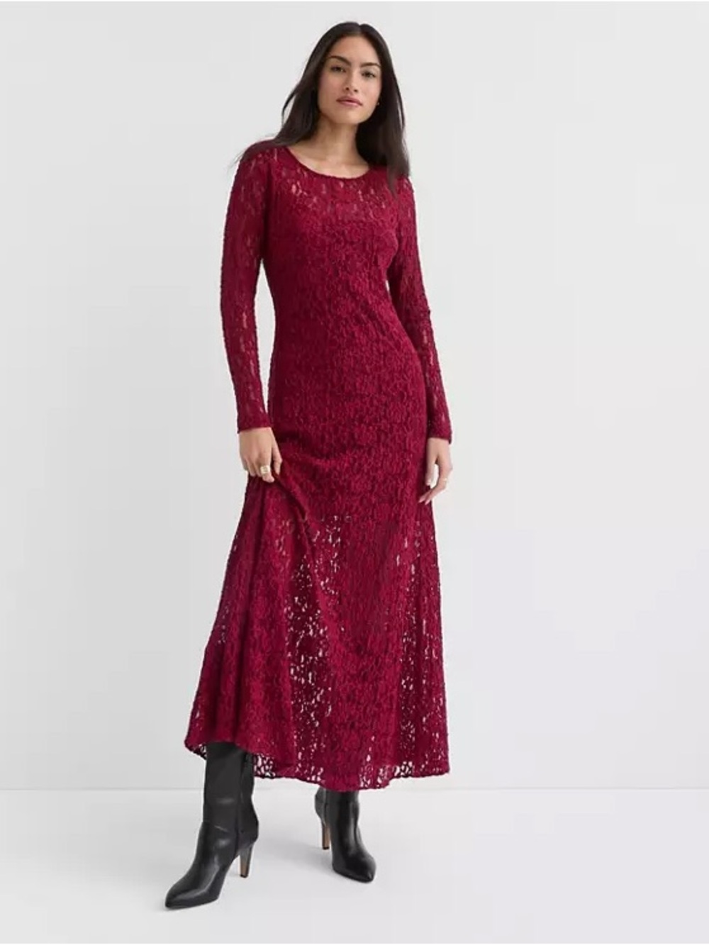 NWT - Loft Burgundy Lace Maxi Dress